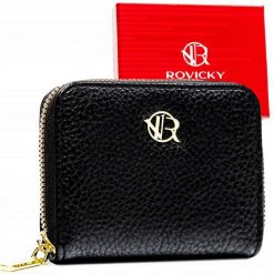 Portfel czarny Rovicky R-PRK-02-F19. Czarne portfele damskie ROVICKY, bez wzorów, ze skóry ekologicznej. Za 48.99 zł.