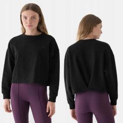 BLUZA DAMSKA 4F BAWEŁNIANA NIEROZPINANA BEZ KAPTURA TSWSF1305 KOLOR CZARNY. Czarne bluzy z kapturem damskie 4f, l, z bawełny. Za 58.43 zł.