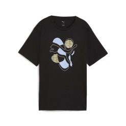 Damska koszulka o luźnym kroju z energetyzującą grafiką PUMA Black. Czarne bluzki damskie Puma, bez wzorów, bez ramiączek. Za 109.00 zł.