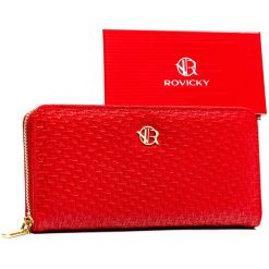 Portfel czerwony Rovicky R-PRK-01-D2. Czerwone portfele damskie ROVICKY, bez wzorów, ze skóry ekologicznej. Za 45.00 zł.