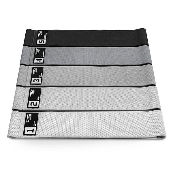 Zestaw 5 gum oporowych Trex Sport Miniband 5–30 kg z torbą. Czarne torebki klasyczne damskie TREX SPORT, bez wzorów, z poliesteru, bez dodatków. Za 45.00 zł.