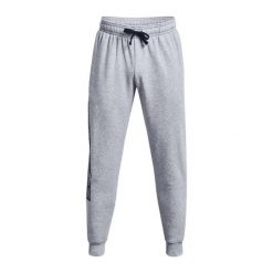 Męskie Spodnie Do Biegania Z Grafiką Rival Fleece. Szare spodnie materiałowe męskie Under Armour, bez wzorów, z bawełny. Za 277.99 zł.