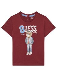 Guess T-Shirt N5YI22 K8HM4 Bordowy Regular Fit. Czerwone t-shirty chłopięce Guess, z aplikacjami, z bawełny, bez ramiączek. Za 59.99 zł.