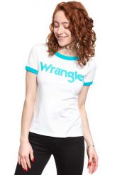 WRANGLER T SHIRT DAMSKI SS RINGER TEE OFF WHITE W7Z3EV737 112132162. Białe t-shirty damskie Wrangler, xs, bez wzorów, bez kołnierzyka. Za 69.99 zł.