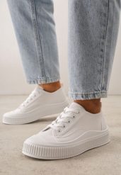 Białe Basicowe Trampki z Podeszwą ze Żłobieniami Laurinatea. Białe trampki i tenisówki damskie Born2be, bez wzorów, z jeansu. Za 69.99 zł.