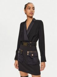 Elisabetta Franchi Sukienka koktajlowa AB-655-46E2 Czarny Regular Fit. Czarne sukienki damskie Elisabetta Franchi, bez wzorów, z syntetyku, wizytowe, bez kołnierzyka, bez ramiączek. Za 1,459.00 zł.