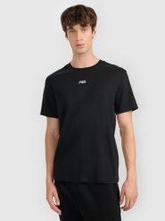 4F T-shirt regular z nadrukiem męski 4F x Robert Lewandowski - czarna XXL. Czarne t-shirty męskie 4f, l, bez wzorów, z bawełny, bez kołnierzyka. Za 99.99 zł.