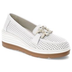 Białe Półbuty Artiker Stylowe Obuwie Damskie. Białe półbuty damskie Artiker, bez wzorów, ze skóry, eleganckie, bez obcasa, na koturnie. Za 159.00 zł.