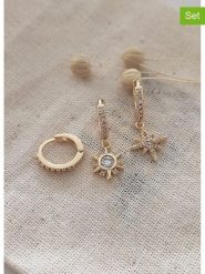 Atelier MIU Pozłacane kolczyki-kreole (3 szt.) z cyrkoniami rozmiar: onesize. Żółte kolczyki damskie atelier MIU, z cyrkonią, pozłacane. Za 39.99 zł.