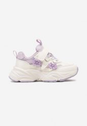 Fioletowe Buty Sportowe Sneakersy Zapinane na Rzep z Naszywkami w Kształcie Kokardek Bellessa. Fioletowe sukienki niemowlęce Renee, z aplikacjami, z jeansu, bez ramiączek. Za 99.99 zł.