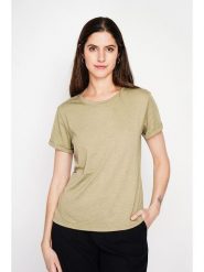 ASSUILI Koszulka w kolorze khaki rozmiar: 38. Brązowe bluzki damskie Assuili, bez wzorów, bez kołnierzyka, bez ramiączek. Za 56.99 zł.