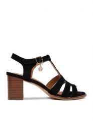 Lasocki Sandały CEO-25F531-4 Czarny. Czarne sandały damskie Lasocki, bez wzorów, ze skóry, bez obcasa, na słupku. Za 229.99 zł.