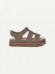 UGG Skórzane sandały "Goldenstar Strap" w kolorze fioletowym rozmiar: 41. Różowe sandały damskie Ugg, bez wzorów, ze skóry, bez obcasa. Za 483.17 zł.