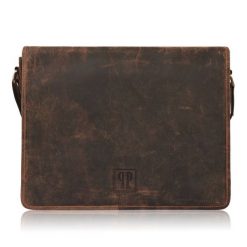 Torba skórzana na laptopa brązowa Paolo Peruzzi T-06-BR. Brązowe torby na laptopa damskie Paolo Peruzzi, bez wzorów, z bawełny, z tłoczeniem. Za 419.99 zł.