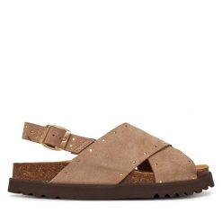 Sandały Scholl. Brązowe sandały damskie Scholl, bez wzorów, bez obcasa, na płaskiej podeszwie. Za 339.99 zł.