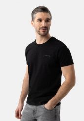 T-shirt z printem TM-ANGLE. Czarne t-shirty męskie Volcano, m, bez wzorów, z bawełny, bez kołnierzyka. Za 69.99 zł.