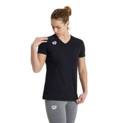 Koszulka damska Arena Team T-Shirt Panel. Czarne bluzki sportowe damskie Arena, xl, bez kołnierzyka, bez ramiączek. Za 172.00 zł.