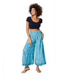 Aller Simplement Spodnie w kolorze turkusowo-niebieskim rozmiar: 34-40. Niebieskie spodnie materiałowe damskie Aller Simplement, bez wzorów, z materiału, klasyczne, z podwyższonym stanem. Za 56.99 zł.