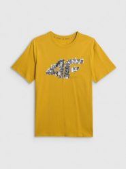 4F T-shirt regular z nadrukiem męski - żółty XXL. Żółte t-shirty męskie 4f, m, bez wzorów, z dzianiny, bez kołnierzyka. Za 59.99 zł.