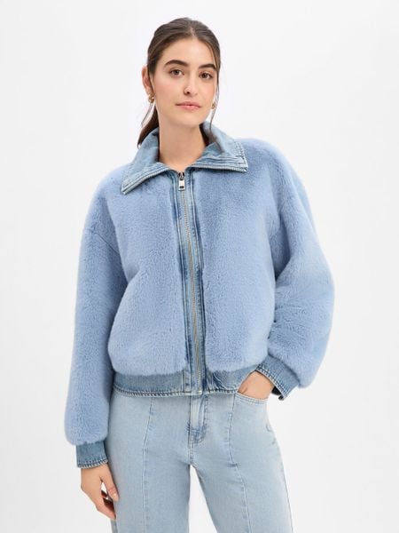 Liu Jo Collection kurtka dżinsowa typu teddy Kobiety Sztuczne włókno niebieski, 40. Niebieskie kurtki damskie Liu Jo Collection, bez wzorów, z włókna, bez kaptura. Za 1,249.95 zł.