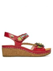 Laura Vita Sandały Facscineo 09 Czerwony. Czerwone sandały damskie Laura Vita, bez wzorów, ze skóry, bez obcasa, na koturnie. Za 429.99 zł.