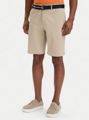 Tommy Hilfiger Szorty materiałowe Denton MW0MW42349 Beżowy jasny Slim Fit. Brązowe szorty męskie Tommy Hilfiger, z bawełny, bez kołnierzyka. Za 369.99 zł.
