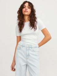 JJXX Koszulka w kolorze białym rozmiar: M. Białe bluzki damskie JJXX, m, bez wzorów, z bawełny, bez kołnierzyka, bez ramiączek. Za 43.99 zł.