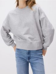 Bawełniana bluza - jasnoszary. Szare bluzy bez kaptura damskie Reserved, l, z bawełny. W wyprzedaży za 59.99 zł.