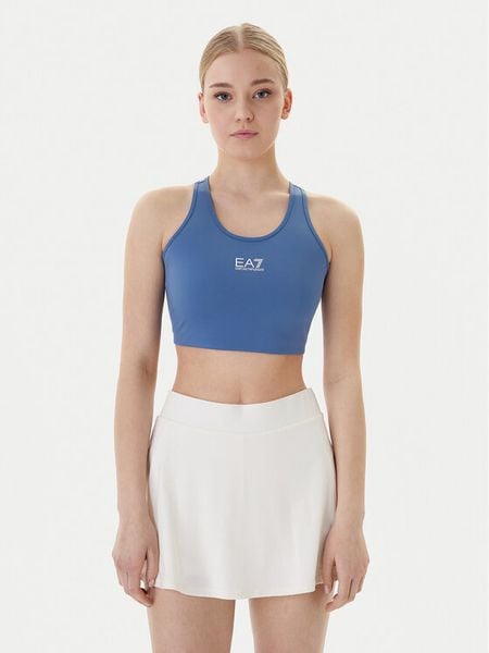 EA7 Emporio Armani Biustonosz sportowy 7W001146 AF12625 UB064 Niebieski. Niebieskie biustonosze sportowe damskie EA7 Emporio Armani, bez wzorów, z syntetyku. Za 249.99 zł.