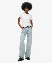 Superdry Jeansy szerokie z wysokim stanem z bawełny organicznej. Zielone jeansy męskie Superdry. Za 315.50 zł.