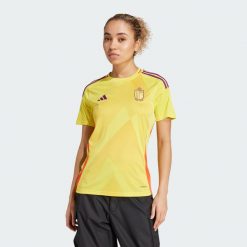 Koszulka Belgium 25 (Women's Team) Away. Żółte bluzki damskie Adidas, s, bez wzorów, z materiału, sportowe, bez kołnierzyka, bez ramiączek. Za 449.00 zł.