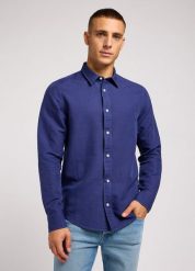 LEE PATCH SHIRT MĘSKA KOSZULA ELEGANCKA MEDIEVAL BLUE 112349964 LL37012041. Niebieskie koszule męskie Lee, l, bez wzorów, bez kołnierzyka, bez ramiączek. Za 169.99 zł.