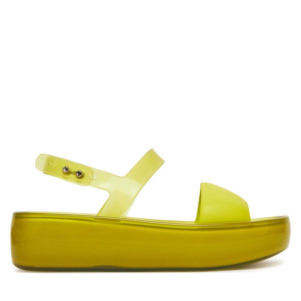 Sandały Melissa. Zielone sandały damskie Melissa, bez wzorów, bez obcasa, na płaskiej podeszwie. Za 399.99 zł.