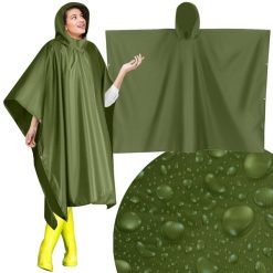 Ponczo Przeciwdeszczowe Peleryna Płaszcz Poncho. Zielone kurtki przeciwdeszczowe damskie TRIZAND, bez wzorów, sportowe. Za 24.90 zł.