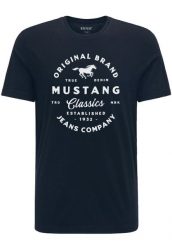 MUSTANG ALEX C PRINT MĘSKI T-SHIRT KOSZULKA LOGO TEE DARK SAPPHIRE 1015052 4136. Niebieskie t-shirty męskie Mustang, m, bez wzorów, bez kołnierzyka. Za 69.99 zł.