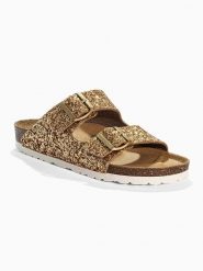 BACKSUN Klapki "Bali" w kolorze złotym rozmiar: 42. Żółte klapki damskie Backsun, bez wzorów, z materiału, bez obcasa. Za 130.99 zł.