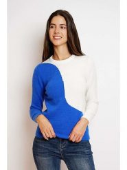 William de Faye Sweter w kolorze niebiesko-białym rozmiar: 42. Niebieskie swetry klasyczne damskie William De Faye, z kaszmiru, bez kołnierzyka. Za 130.99 zł.