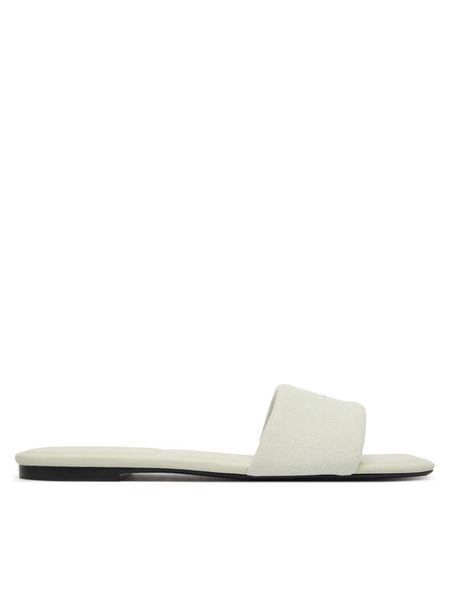 Calvin Klein Klapki Square Flat Sndl Canvas Hw HW0HW03129 Biały. Białe klapki damskie CALVIN KLEIN, bez wzorów, z materiału, bez obcasa. Za 329.99 zł.