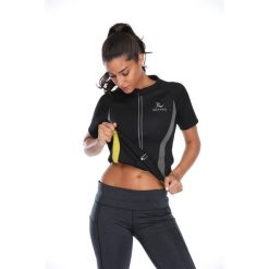 T-shirt neoprenowy wyszczuplający damski SlimBody. Czarne t-shirty damskie SLIMBODY, l, bez wzorów, z neoprenu, bez kołnierzyka. W wyprzedaży za 189.00 zł.