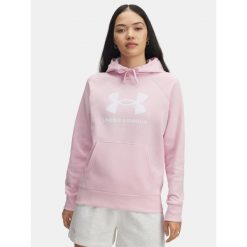 Bluza Damska UA RIVAL FLEECE BIG LOGO HD 1379501-647 różowa SM. Czerwone bluzy bez kaptura damskie Under Armour, bez wzorów, bez ramiączek, bez kaptura. Za 130.99 zł.