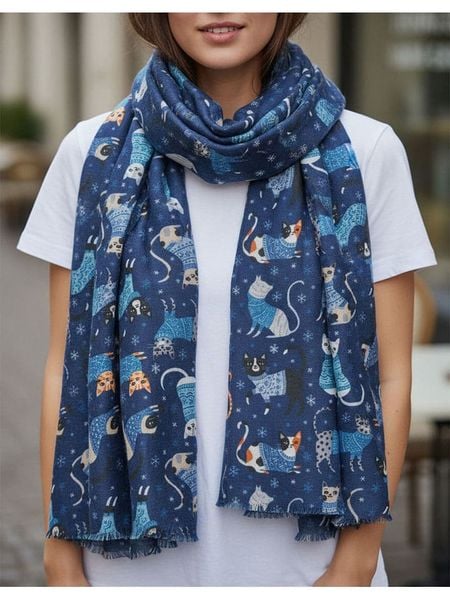 MENTHE À L'O Szal w kolorze granatowym - 170 x 85 cm rozmiar: onesize. Niebieskie szaliki i kominy damskie MENTHE À L'O, bez wzorów, z bawełny. Za 109.78 zł.