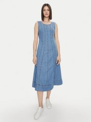 United Colors Of Benetton Sukienka jeansowa 4SULDV087 Niebieski Regular Fit. Niebieskie sukienki damskie United Colors Of Benetton, xs, bez wzorów, z bawełny, bez kołnierzyka, bez ramiączek. Za 599.99 zł.