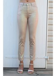 Bleu d'Azur Spodnie "Anoa" w kolorze beżowym rozmiar: 38. Brązowe spodnie materiałowe damskie Bleu d'Azur, w ażurowe wzory, z materiału, klasyczne, z standardowym stanem. Za 158.10 zł.