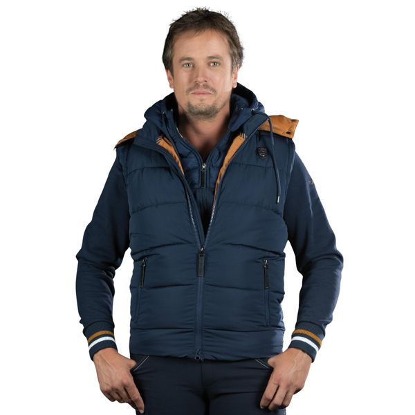 Kurtka puchowa bez rękawów Flags&Cup Parkano. Niebieskie kurtki męskie FLAGS&CUP, bez wzorów, z puchu, sportowe. Za 363.00 zł.