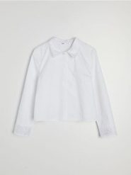 Bawełniana koszula regular fit z koronkowymi detalami - biały. Białe koszule damskie Sinsay, l, bez wzorów, z bawełny, bez kołnierzyka, bez ramiączek. Za 59.99 zł.