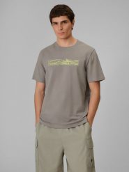 4F T-shirt regular z nadrukiem męski - szary 3XL. Szare t-shirty męskie 4f, m, bez wzorów, z materiału, bez kołnierzyka. Za 69.99 zł.