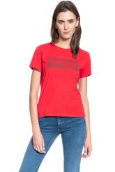DAMSKI T-SHIRT WRANGLER LOGO TEE LOLLIPOP RED W7P3EVXSK 112132042. Czerwone t-shirty damskie Wrangler, xs, bez wzorów, bez kołnierzyka. Za 69.99 zł.