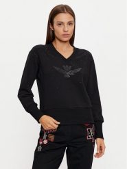 Aeronautica Militare Bluza 242FE1969DF541 Czarny Regular Fit. Czarne bluzy bez kaptura damskie AERONAUTICA MILITARE, s, z bawełny. Za 349.99 zł.