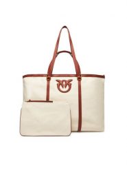 PINKO Torebka Miranda Shopper Extra PE 25 PLTT 104715 A2G2 Beżowy. Brązowe shopper bag damskie Pinko, bez wzorów, z materiału, bez dodatków. Za 529.99 zł.