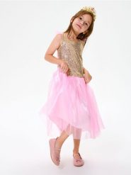 Sukienka Śpiąca Królewna - różowy. Czerwone sukienki damskie Sinsay, m, bez wzorów, z tiulu, bez kołnierzyka, bez ramiączek. Za 19.99 zł.